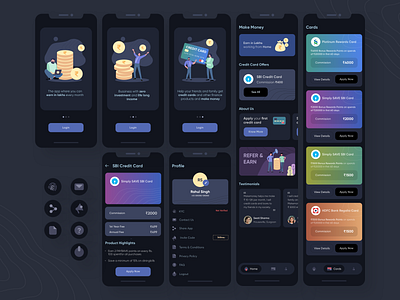 Dark Theme for a Finance App dark theme elegant finance icon illustration mobile app sketch ui ux vector