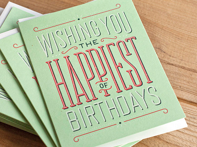 Happiest Birthday birthday card celebration custom type happy monoline print screenprint spearmint type
