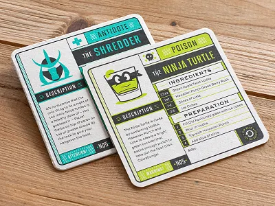 The Ninja Turtle antidote bright coaster drink hospitally ninja turtle poison print retro screenprint shredder type