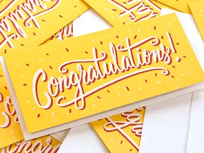 Congratulations! congrats hand done screenprint script swirly type typography