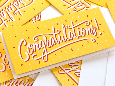 Congratulations! congrats hand done screenprint script swirly type typography