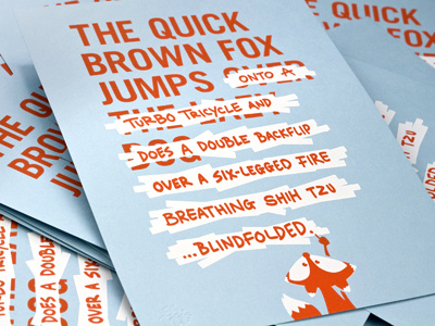 The Quick Brown Fox has a few minor tweaks... 55 his blue fox french orange pangram print quick brown quote ross san serif silkscreen type typography