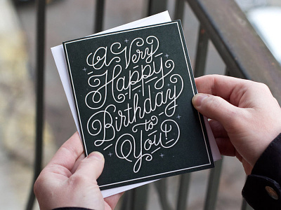 Very Happy Birthday birthday card flourish monoline swirly shit type typography