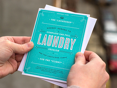 Laundry Contract card cyclone funny greetings love retro romantic type typography