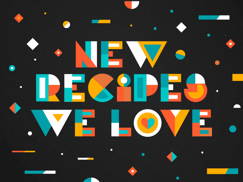 New Recipes after effects branding color fun geometric headline type typography vintage