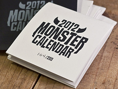 Monster Calendar 2012 2 colors booklet calendar grey illustration monster november print ross screen print