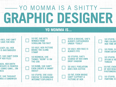 Yo Momma Sucks at Design check box design funny joke notepad shitty designer yo momma