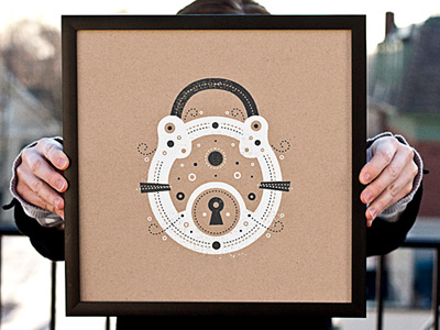 Locked Up frame illustration key kraft lock pair print print screenprint vector