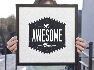 It's Awesome Time awesome time black crest gunmetal muncie mvb parchtone print quote screen print seal trendy typography