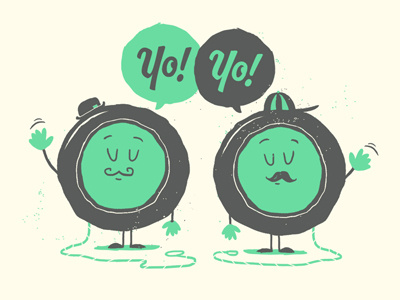 Yo Yo Dudes! hats illustration moustache retro simple speech bubble yo yo