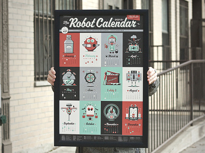 2013 Robot Calendar calendar god damn robot turkey limited edition months print robot screen print