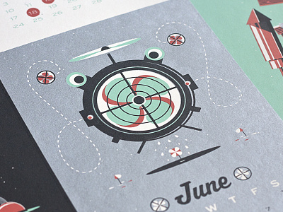 June Dude calendar character freiken flying guy illustration june print robot screen print