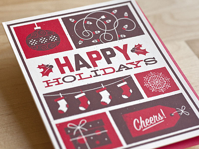 Happy Holidays card christmas happy holidays holidays lights ornaments presents print socks tags typography