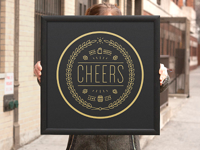 Cheers beer circle crest limited edition poster print screen print seal