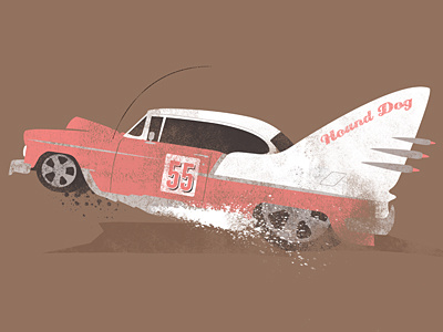 Hound Dog 1955 chevrolet car chevy hot rod illustration texture