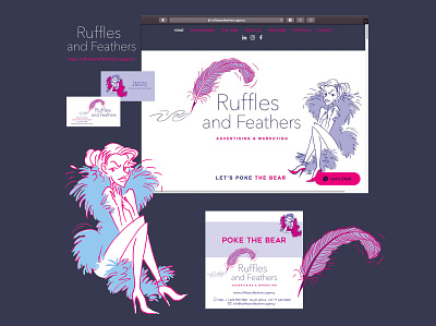 Ruffles and Feathers – Brand identity illustration, website branding creative concept design illustration logo ui ux vector