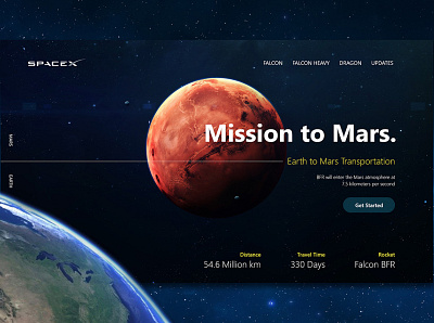 SpaceX Concept Design - Website adobe illustrator adobe xd earth mars space spacex