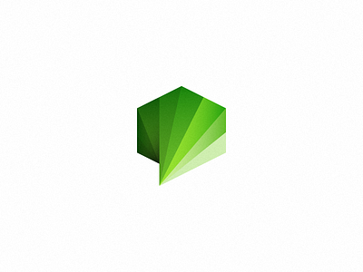 Cube+bubble logo bubble communication cube dialogue green logo mark sale wip