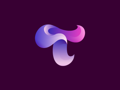 T flow gradients letter logo mark t violet wave