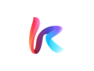 K mark blue flow gradient icon icon design k letter logo logo design mark motion strip