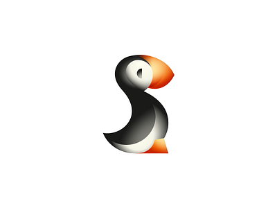Puffin Update (simplification and modernisation) bird black grey logo mark orange puffin white young