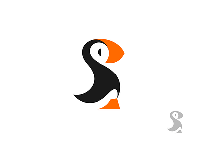 Puffin Update (flat) bird black logo mark orange puffin white young