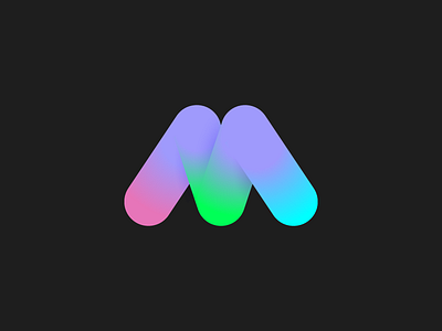 M flow gradient gradients letter logo m mark neon