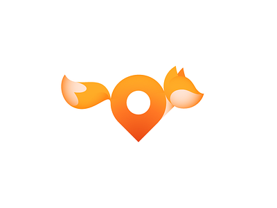 Running fox (+ pin) fox foxy geotag location logo mark pin red running