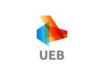 UEB blue building geometry house lines logo mark modern orange wip yellow