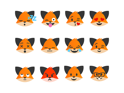 Emojis Flat design emoji emojis fox illustration