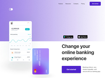 Online banking bank branding design home page landing startup ui ux web webdesign