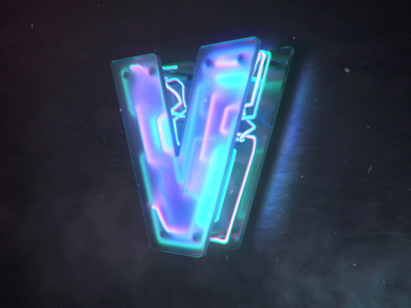 V Neon Letter 3D Animation 3d after effect cinema4d cyberpunk fog glass glow glowing letter loop materials motion neon particle specular texture tube