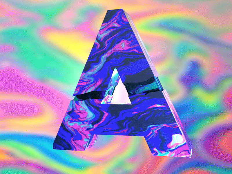 A Metallic rainbow holographic Letter 3D Animation 3d aftereffects animation cinema4d hologram holographic letter metalic modeling rainbow texture