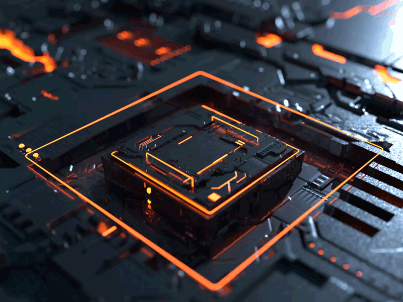 Sci Fi Futuristic Microchip 3d abstract animation chip cinema4d displacement electric form glow hi tech hitech light model neon processor robotic tech technology