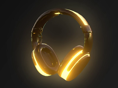 Headphones 3D Model Glow Neon 3d cinema 4d glow headphones model neon reflexion