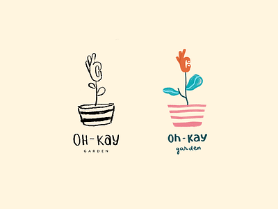 Oh-Kay Garden flat handdrawnlogo logo
