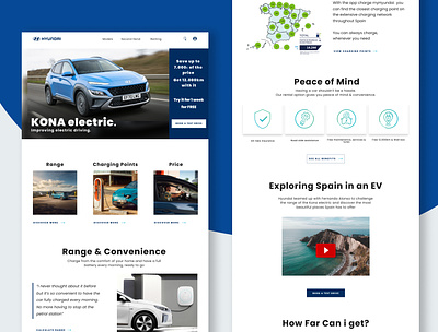 Hyundai Electric vehicles | Web Design | Landing Page blue case study electric vehicles hyundai ios landing page mobile app product design responsive design ui ux design web design