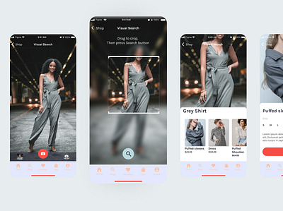 Fashion app | Visual search flow e commerce fashion glassmorphism ios mobile app neutral pink product design ui visual search