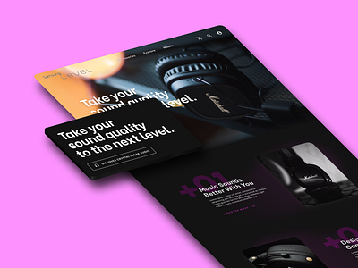 Landing page | Isometric dark mode design ecommerce entertainment figma grey headphones hero header isometric lander landing page music ui volume web design web page website