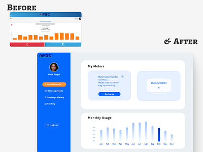 Dashboard | Before & After before and after blue dashboard e commerce electricity figma lander landing page product design ui design utilities web design website