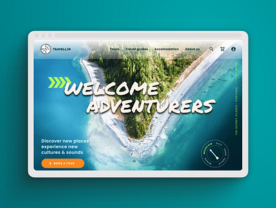 Travel & Tours | Landing page blue design e commerce figma header image lander landing page tours travel turquoise ui web design web page website