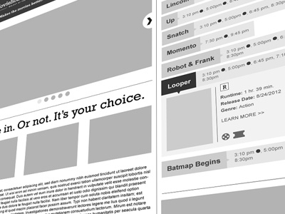 Cinema Wireframe design ui ux web wireframe