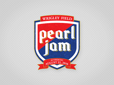 PJ Badge apparel badge chicago concert music pearl jam screen printing type wrigley field