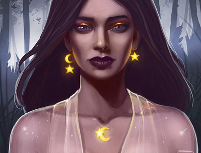 Digital portrait of a witch art artwork character dark digital art digital portrait drawing illustration painting photoshop portrait witch witcher