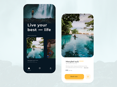 I am dreaming about Bali 🤩 app bali blue clean dark hotel nature travelling typography ui white