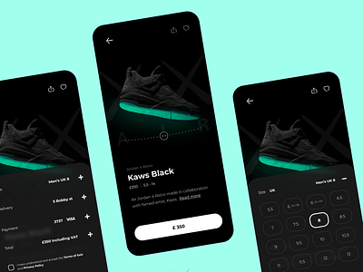 Purchase made easy! appdesign black card clean green iamnas optimisation purchase shop size ui ux