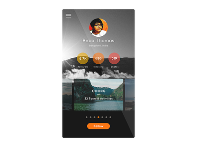 Profile Page for a Travel App activities adventure app page profile tours travel