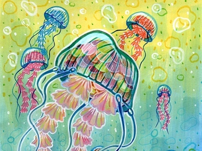 Jellyfish art drawing fantasy illustration marine creature nature