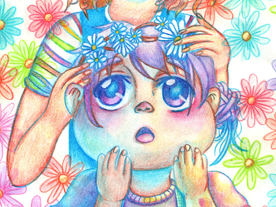 Flowers anime style art chibi drawing illustration nature traditional art