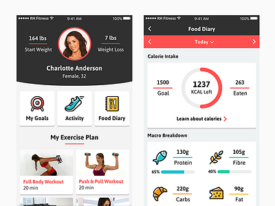 Fitness Tracking App app coaching diet exercise fitness goals mobile ui ux